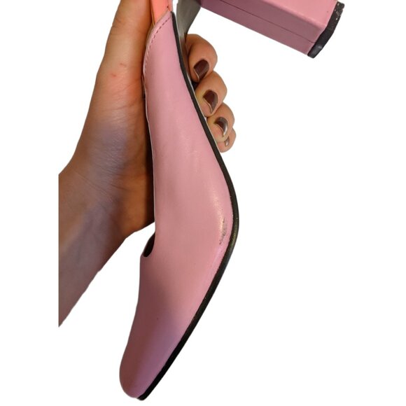 Vintage Y2K BCBG Pink Slingback Heels Square Toe Barbiecore Shoes Chunky Heel 8 - Picture 13 of 16